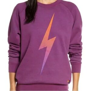 Aviator Nation Purple Lightening Bolt Crewneck